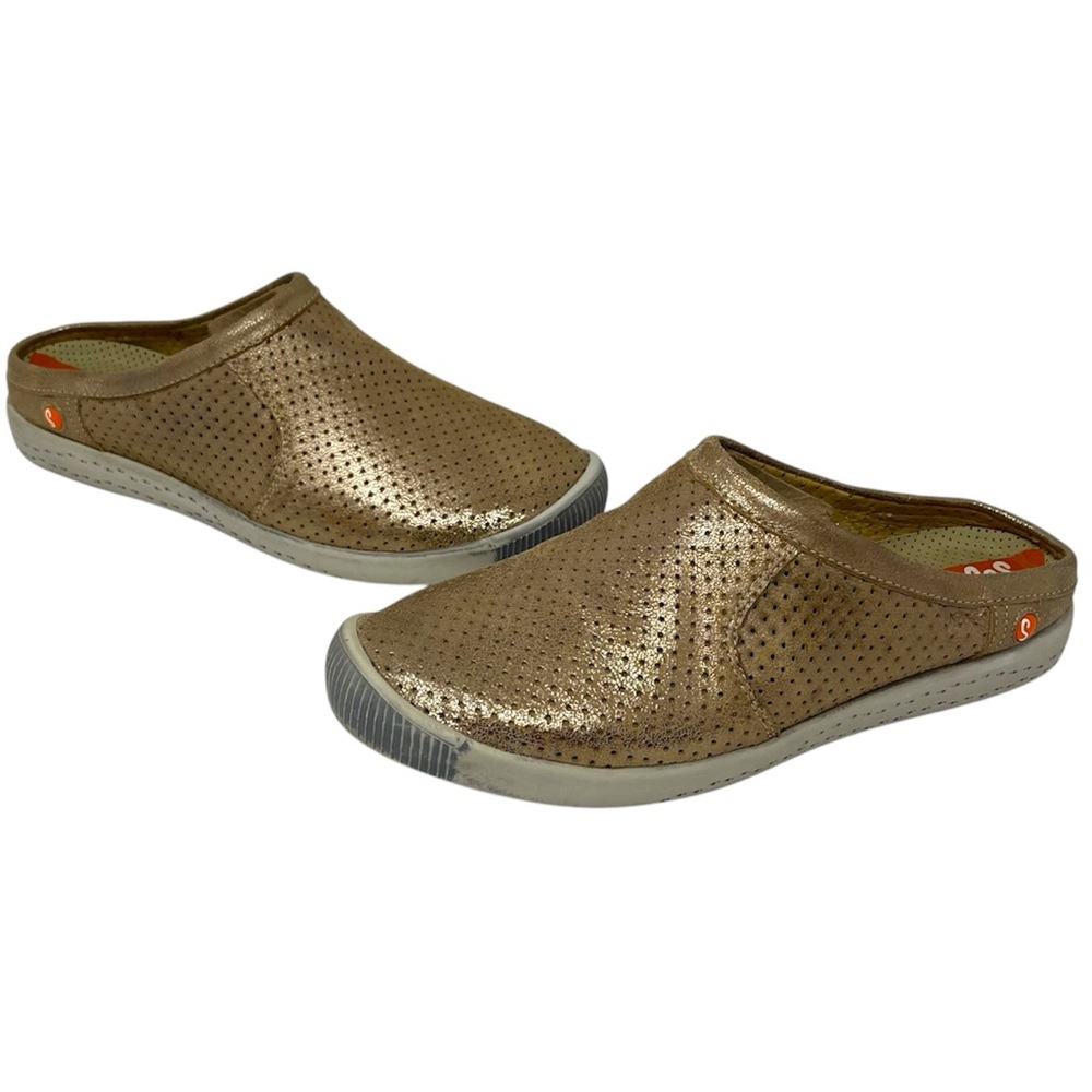 Softinos Perforated leather mule in Luna Gold EU40